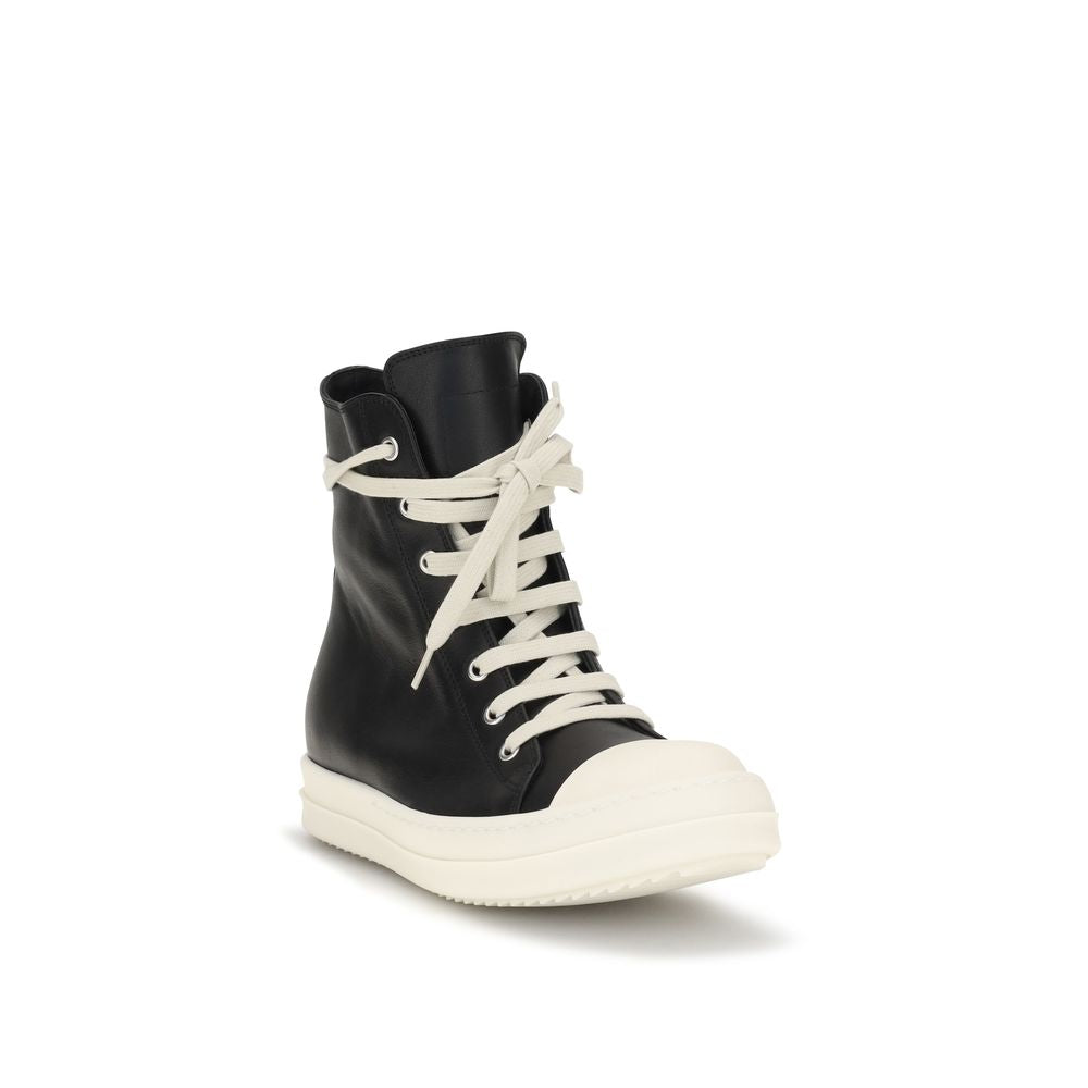 Rick Owens Black Calf Leather Bos Taurus High Top Sneakers | Regal Royce