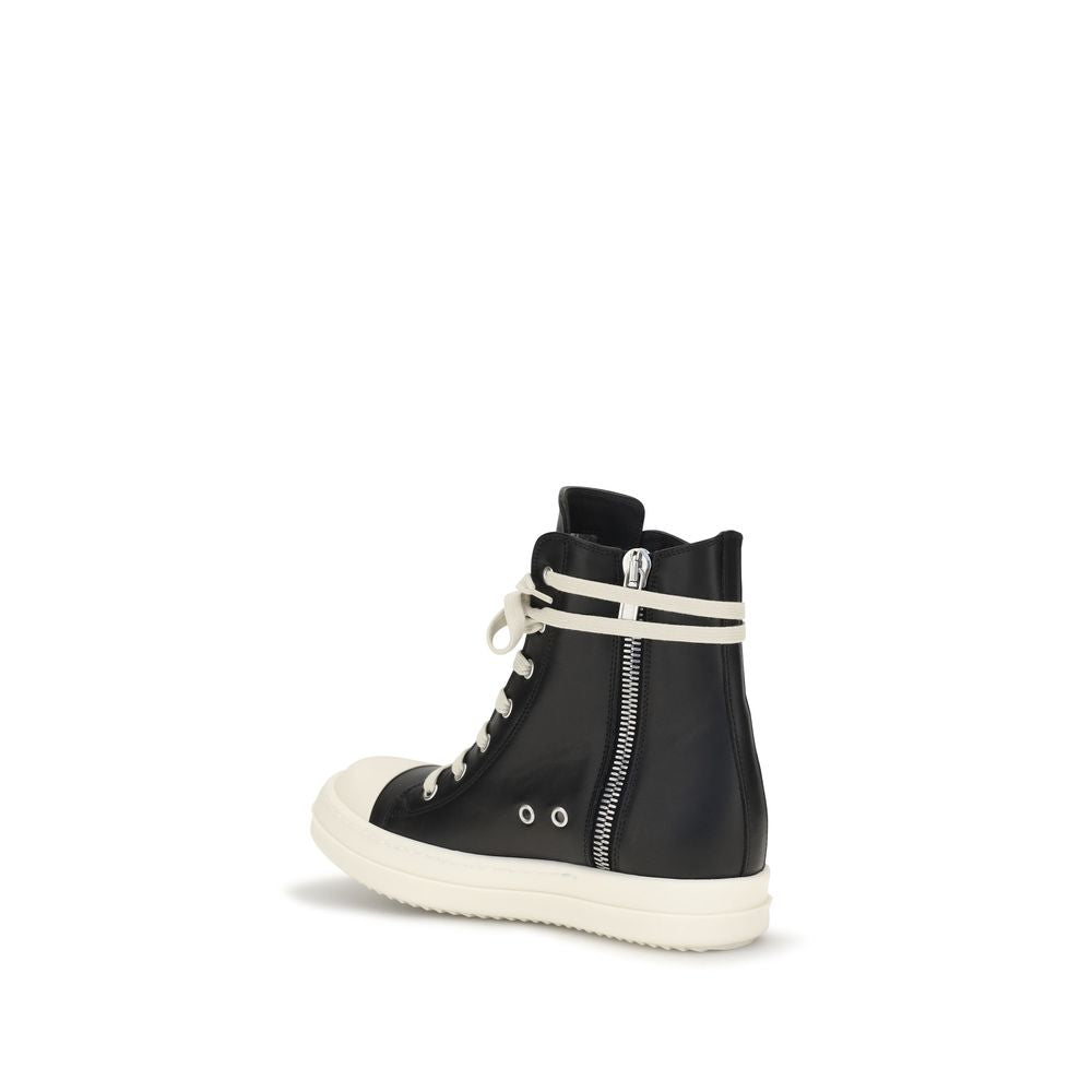 Rick Owens Black Calf Leather Bos Taurus High Top Sneakers | Regal Royce