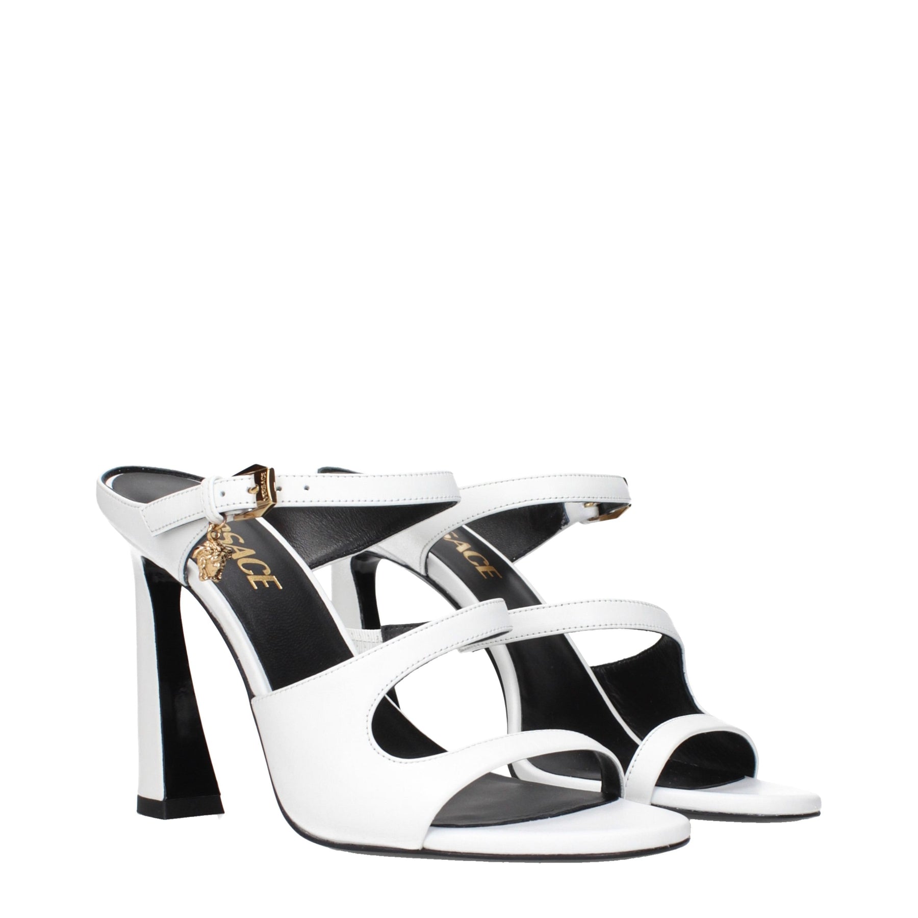 Versace White Leather Stiletto Heel Sandals | Regal Royce