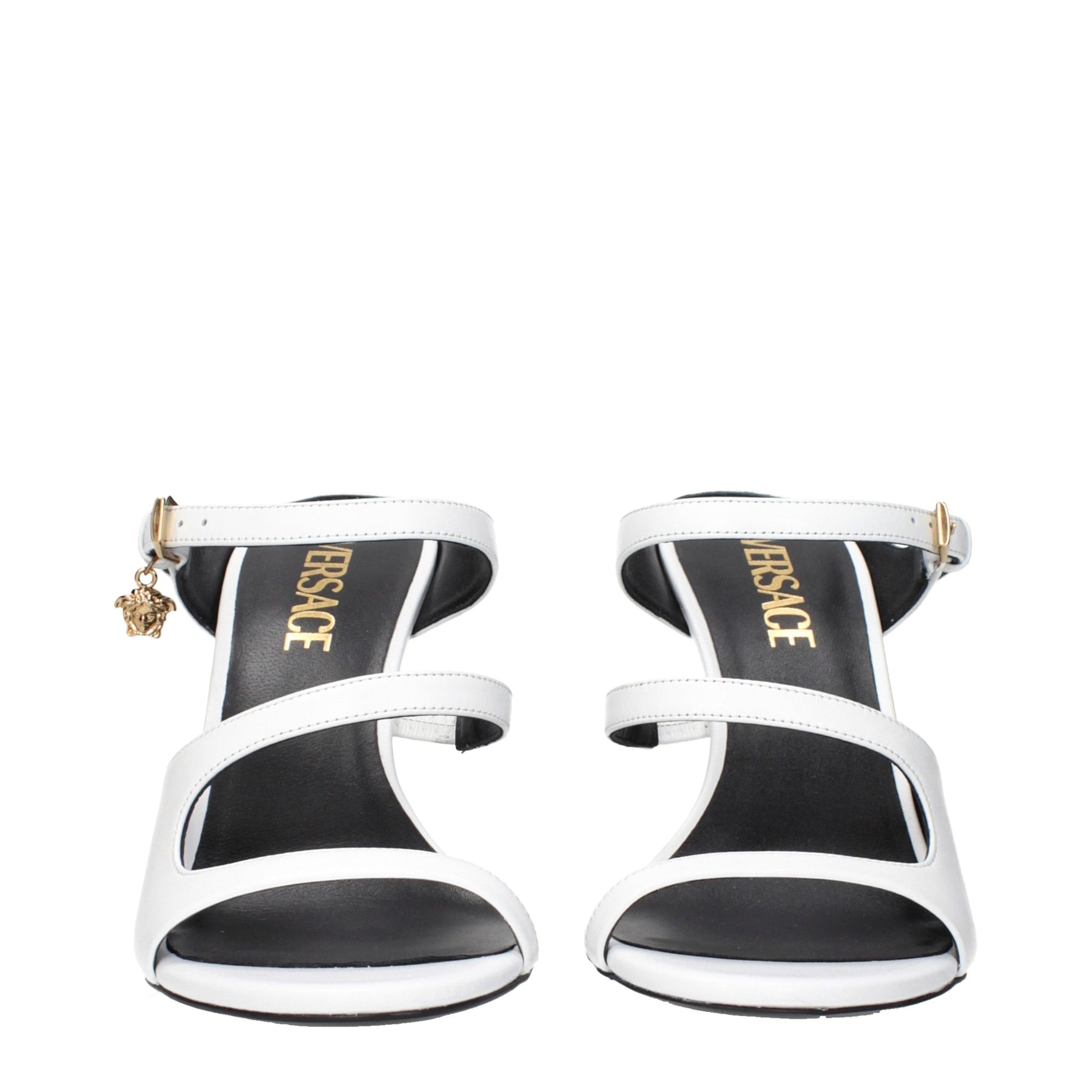 Versace White Leather Stiletto Heel Sandals | Regal Royce
