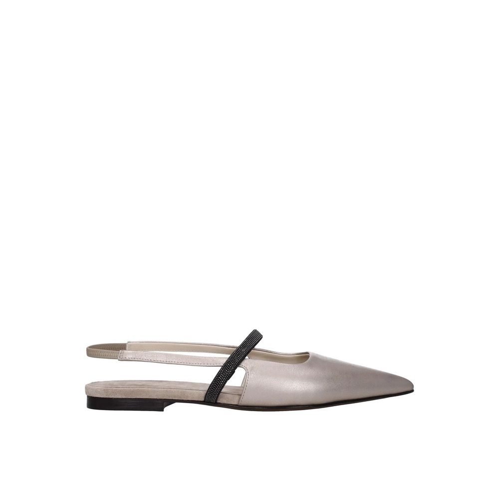 Brunello Cucinelli Beige Leather Ballet Flats | Regal Royce