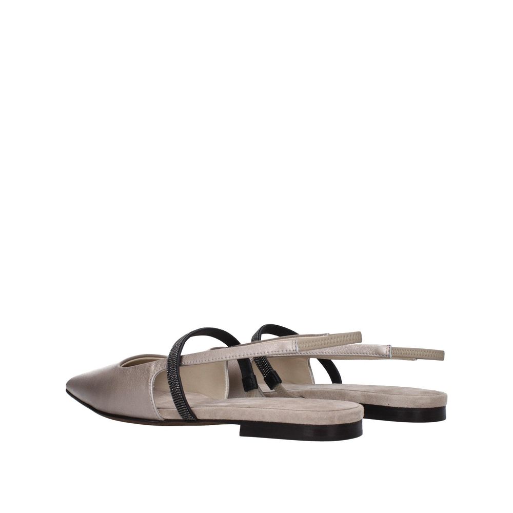 Brunello Cucinelli Beige Leather Ballet Flats | Regal Royce