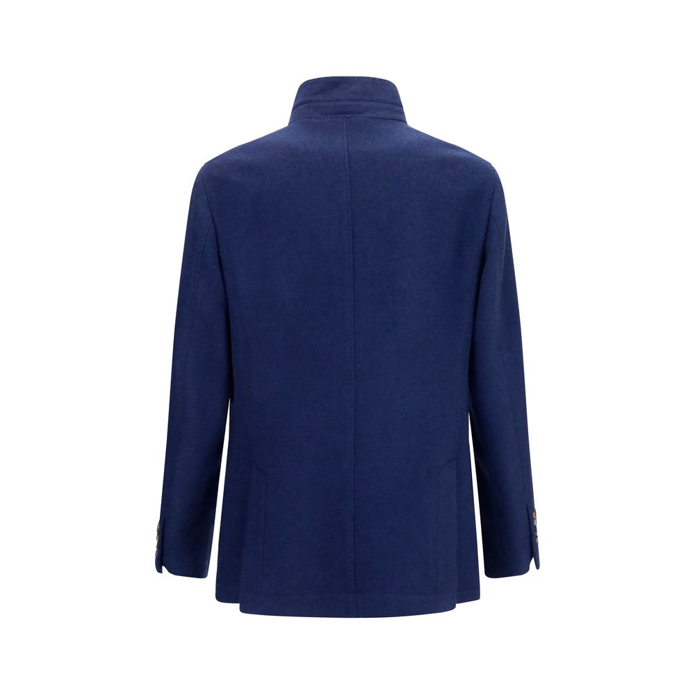 Brunello Cucinelli Blue Cashmere Full-Length Jacket | Regal Royce