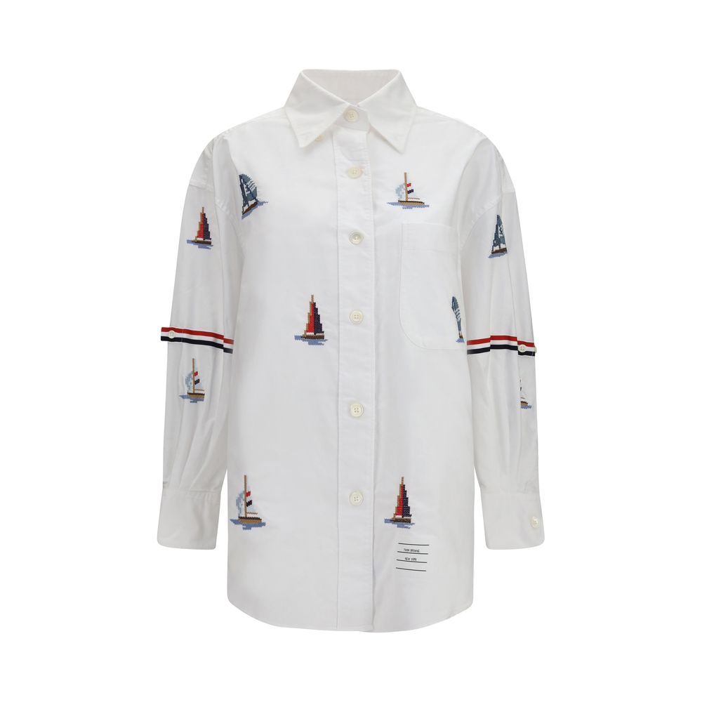 Thom Browne White Cotton Pattern Shirt | Regal Royce