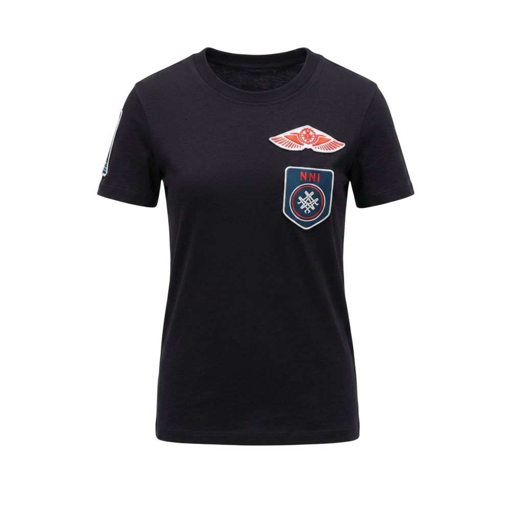 Mr&Mrs Italy Black Cotton Women's T-shirt | Regal Royce