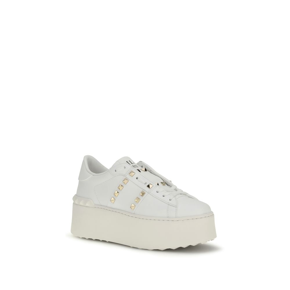 Valentino Garavani White Calf Leather Bos Taurus Platform Sneakers | Regal Royce