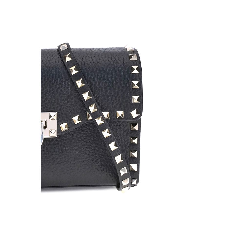 Valentino Garavani Black Calf Leather Bos Taurus Shoulder Bag | Regal Royce