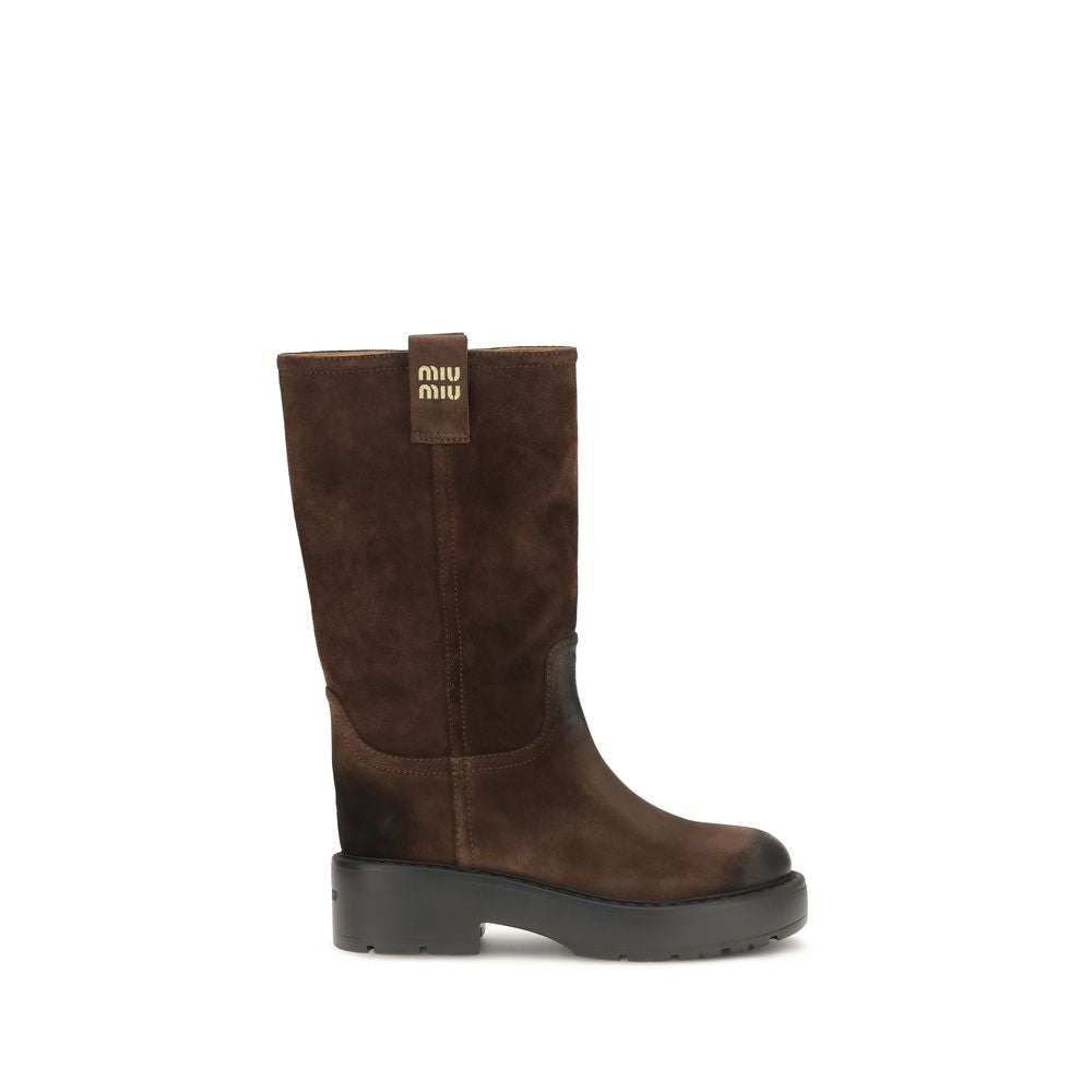 Miu Miu Brown Calf Leather Bos Taurus Ankle Boots | Regal Royce