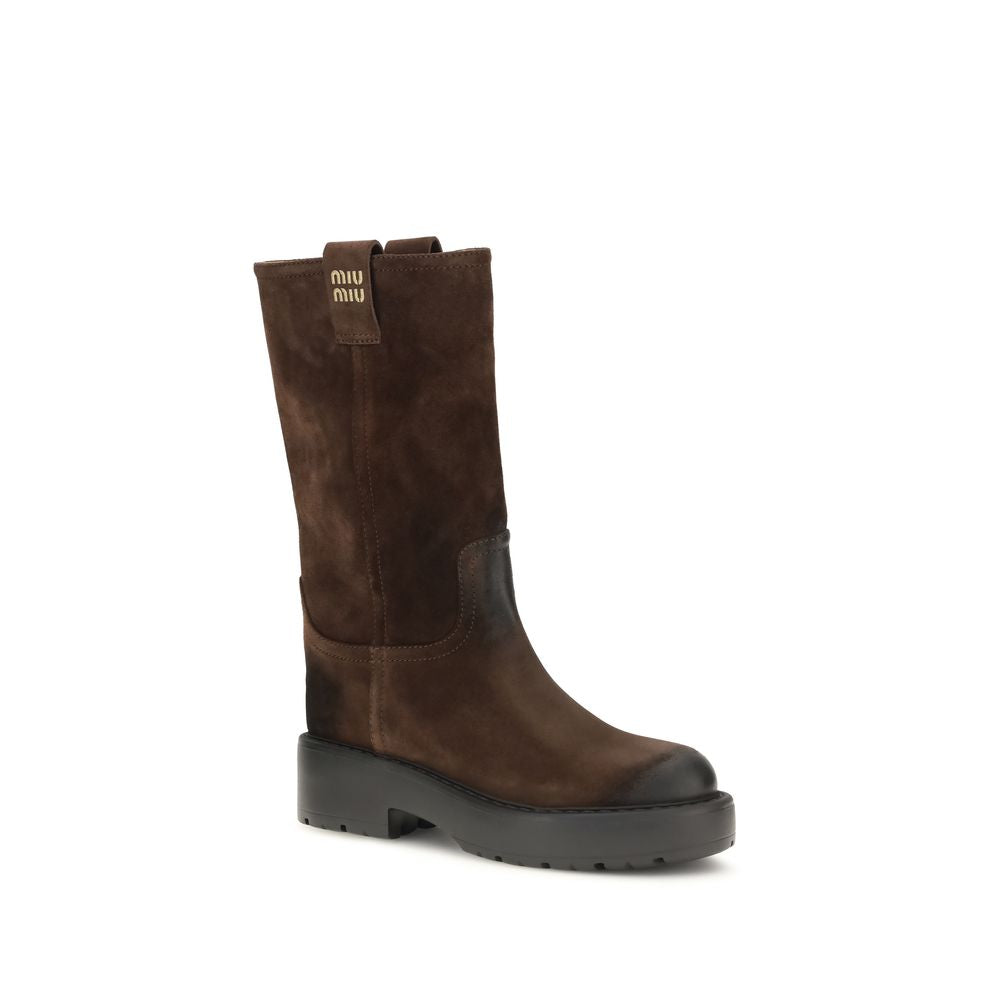 Miu Miu Brown Calf Leather Bos Taurus Ankle Boots | Regal Royce