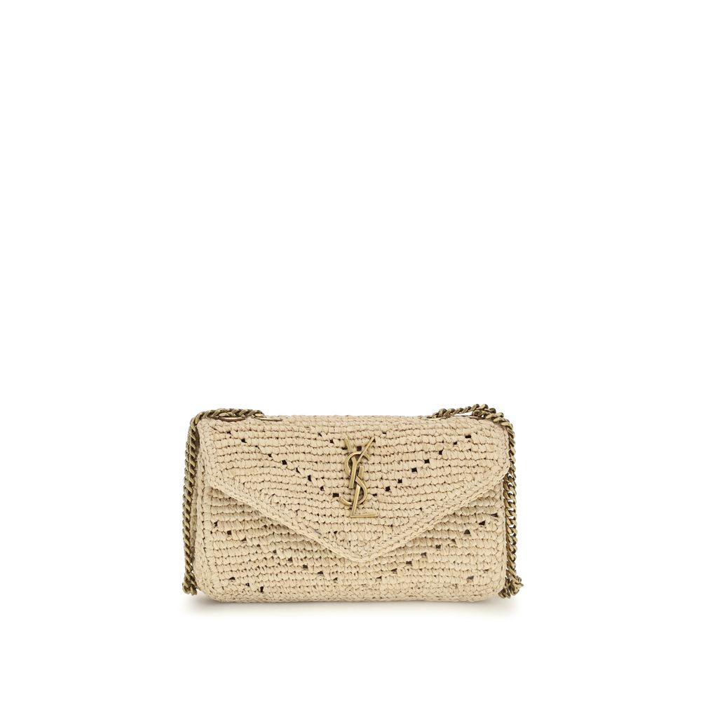 Saint Laurent Beige Raffia Shoulder Bag | Regal Royce