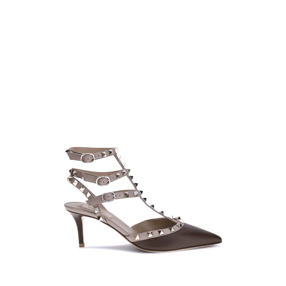Valentino Garavani Brown Calf Leather Bos Taurus Mid Heel Pumps | Regal Royce
