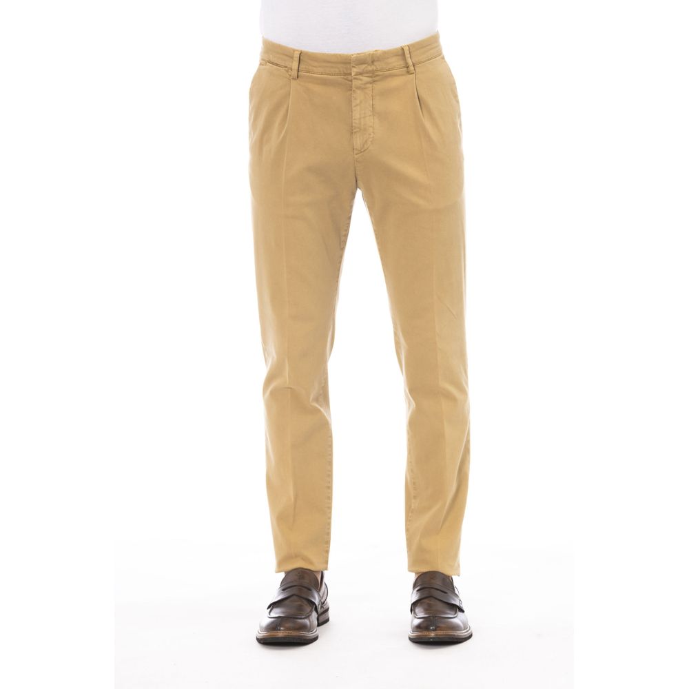 Peserico Beige Cotton Men Pants | Regal Royce