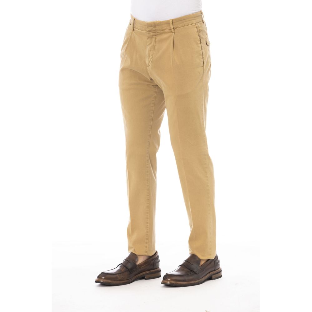 Peserico Beige Cotton Men Pants | Regal Royce