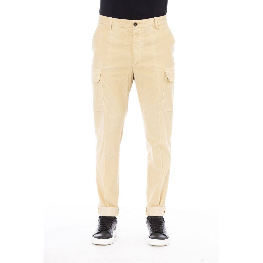 Peserico Beige Cotton Men Pants | Regal Royce