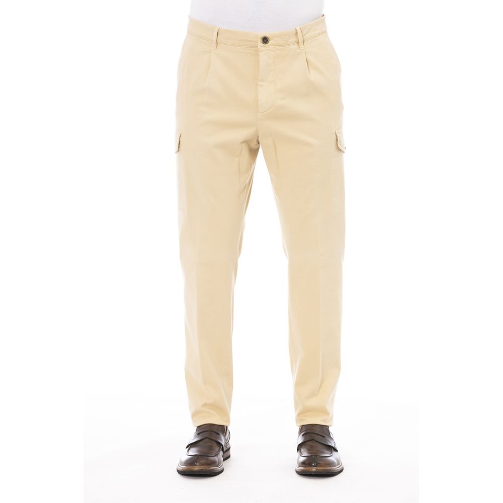 Peserico Beige Cotton Men's Pant | Regal Royce