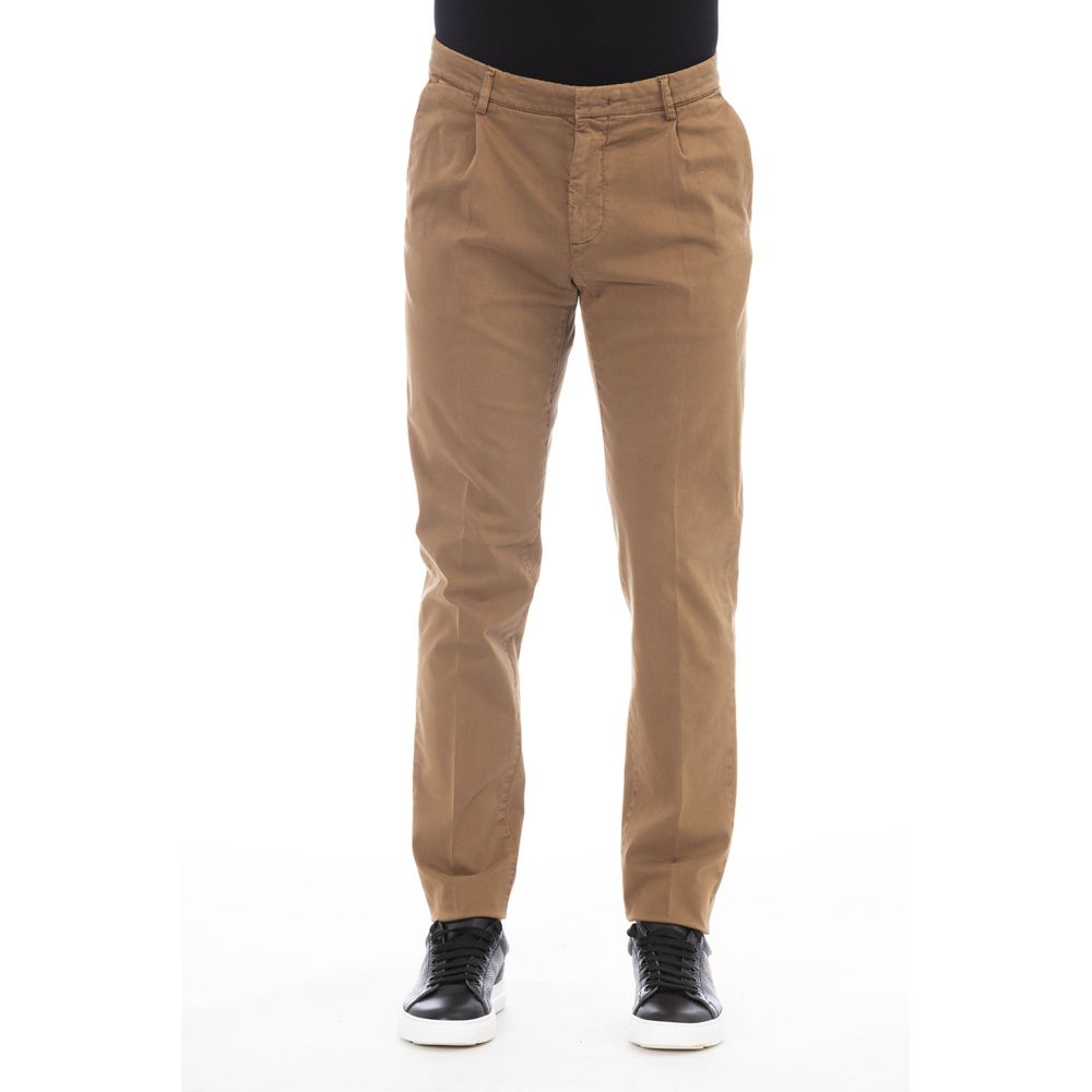 Peserico Beige Cotton Mens Pant | Regal Royce