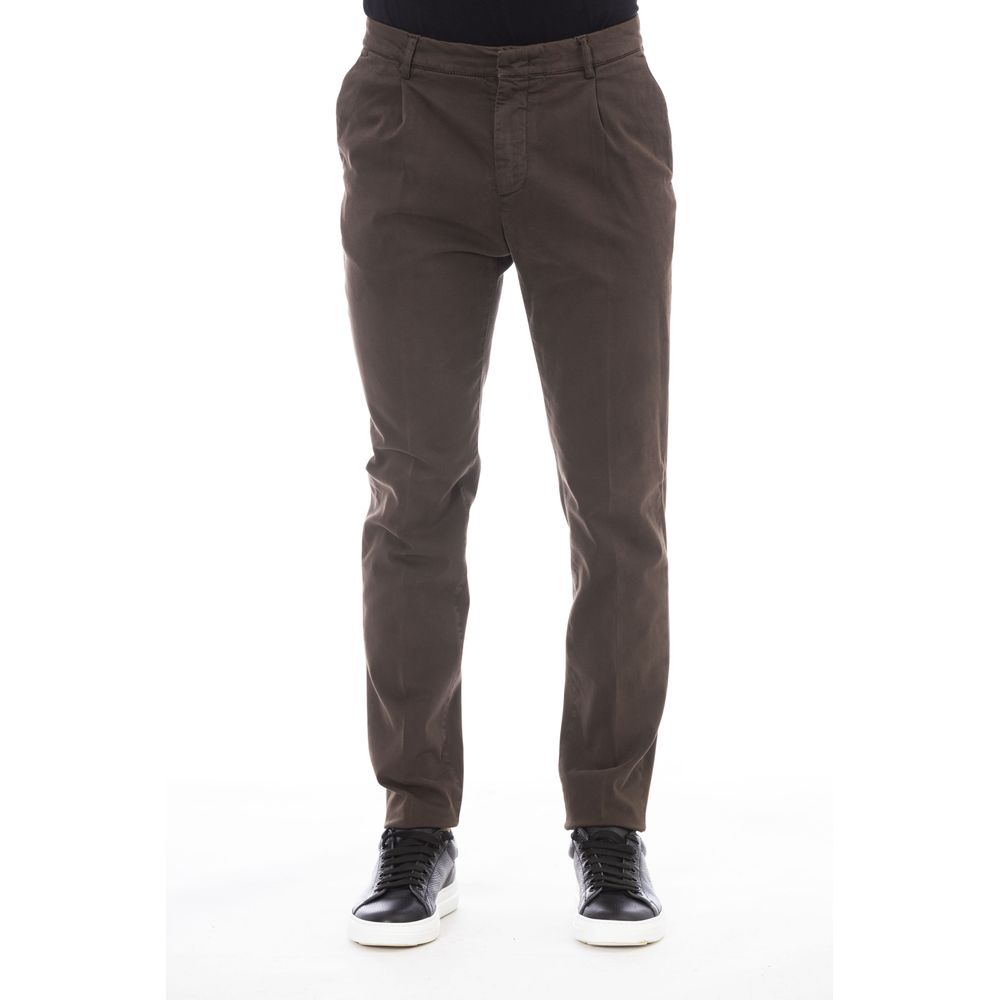 Peserico Brown Cotton Men Pant | Regal Royce