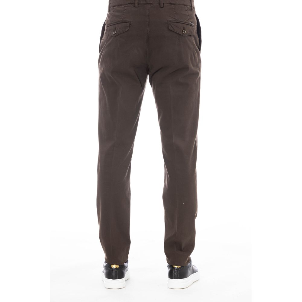 Peserico Brown Cotton Men Pant | Regal Royce