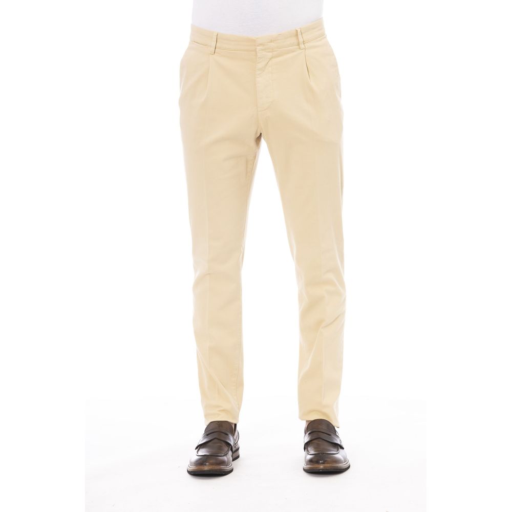 Peserico Beige Cotton Men Pants | Regal Royce