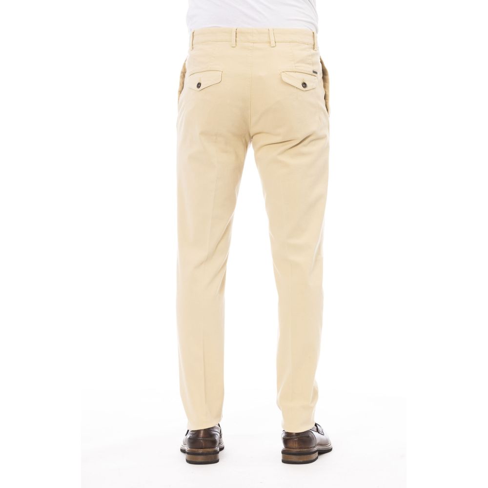 Peserico Beige Cotton Men Pants | Regal Royce