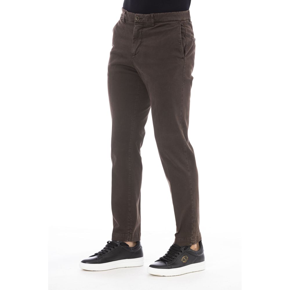 Peserico Brown Cotton Men Pants | Regal Royce
