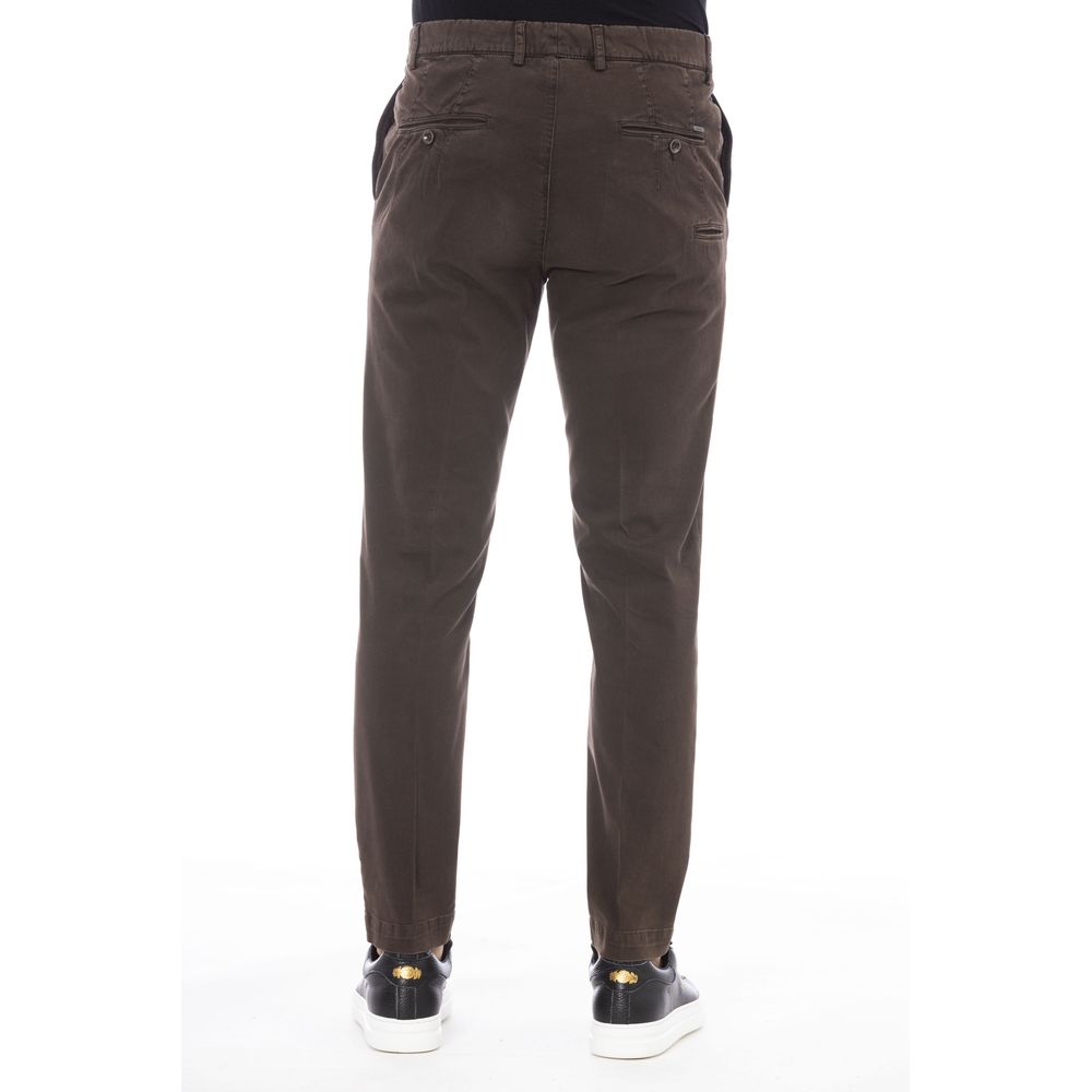 Peserico Brown Cotton Men Pants | Regal Royce