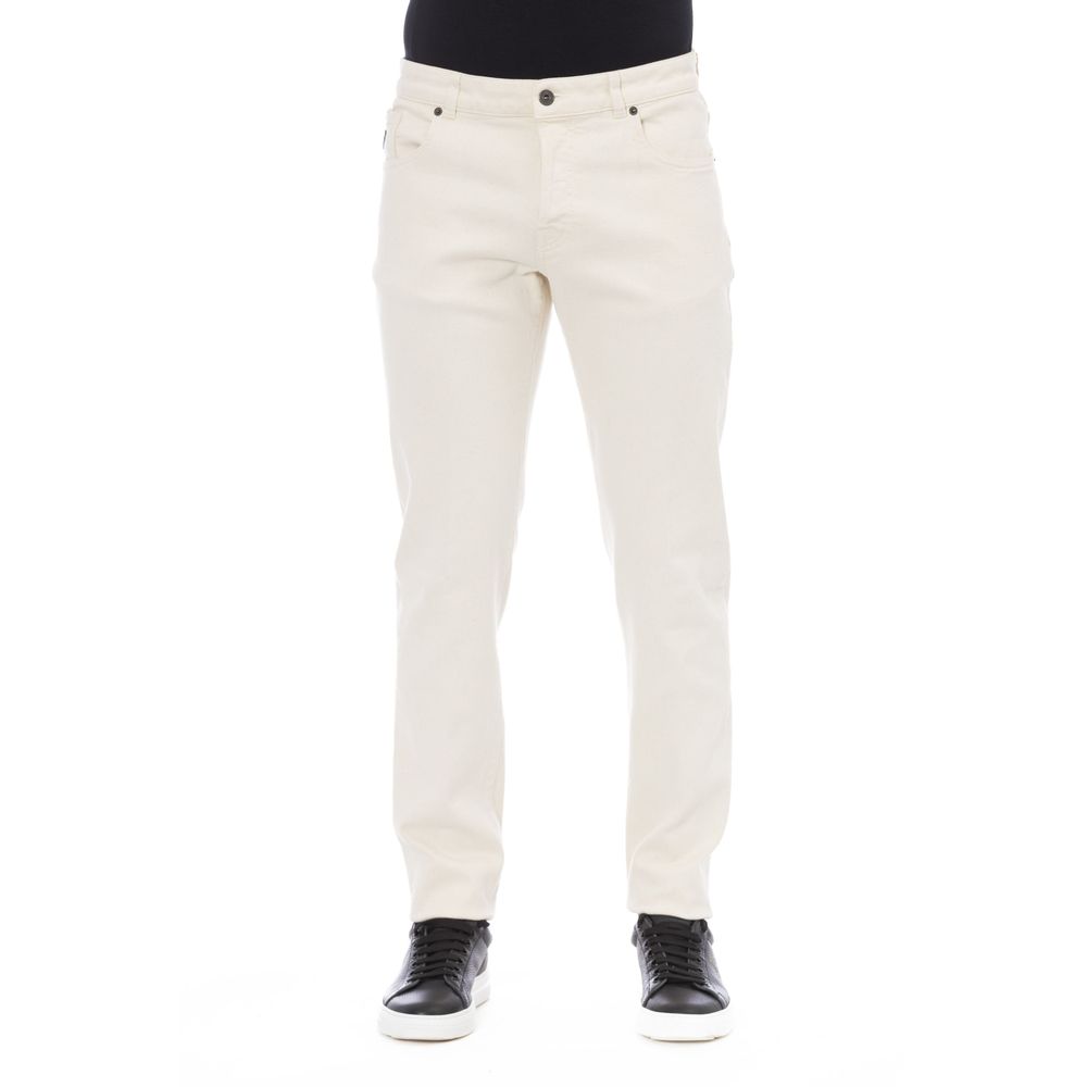 Peserico Bianco Cotton Men Pant | Regal Royce