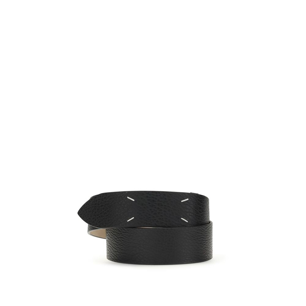 Maison Margiela Black Calf Leather Bos Taurus Regular Belt | Regal Royce