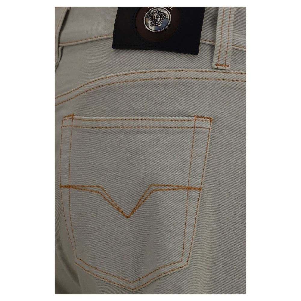 Versace Beige Cotton Tapered Jeans | Regal Royce