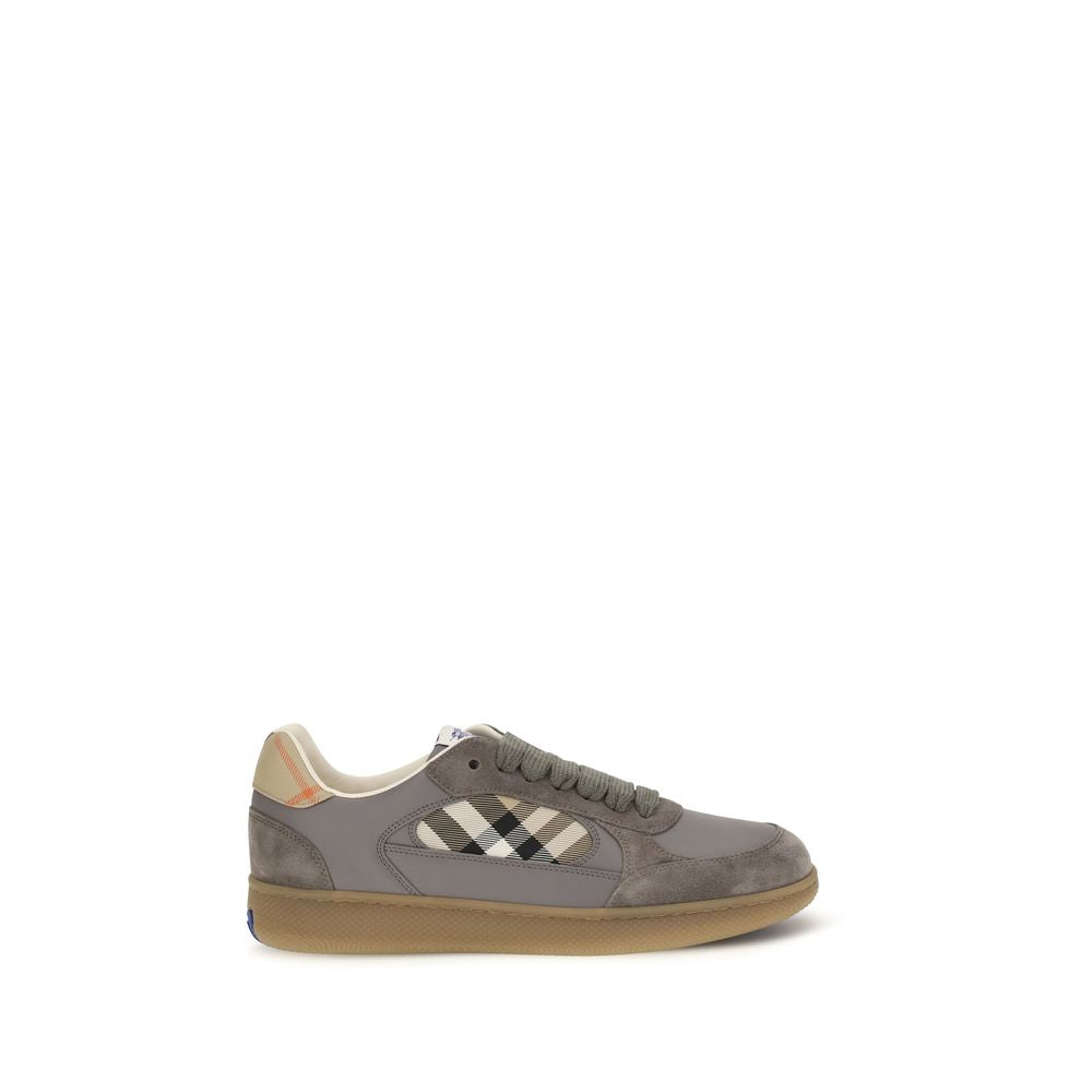 Burberry Gray Calf Leather Bos Taurus Low Top Sneakers | Regal Royce