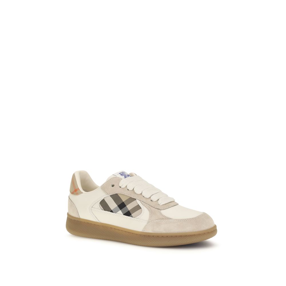 Burberry Beige Calf Leather Bos Taurus Sneakers | Regal Royce