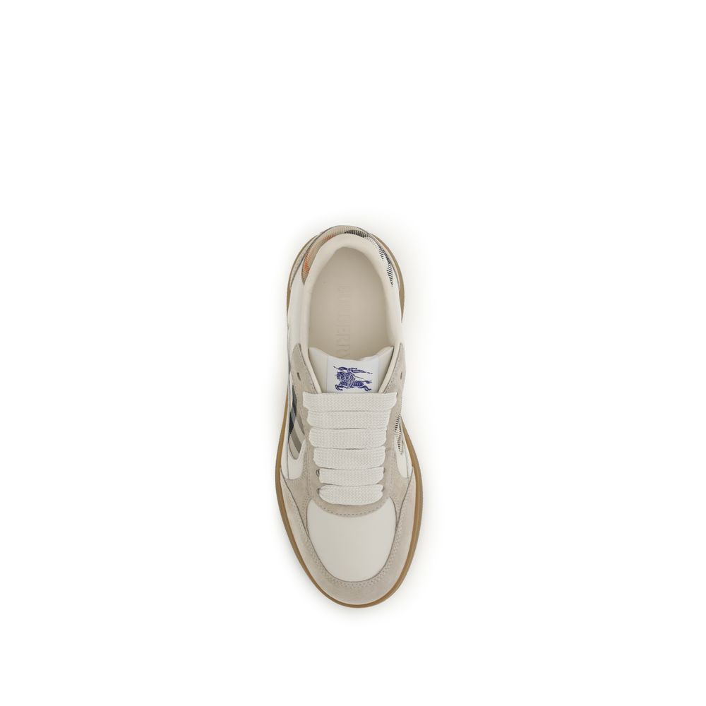 Burberry Beige Calf Leather Bos Taurus Sneakers | Regal Royce