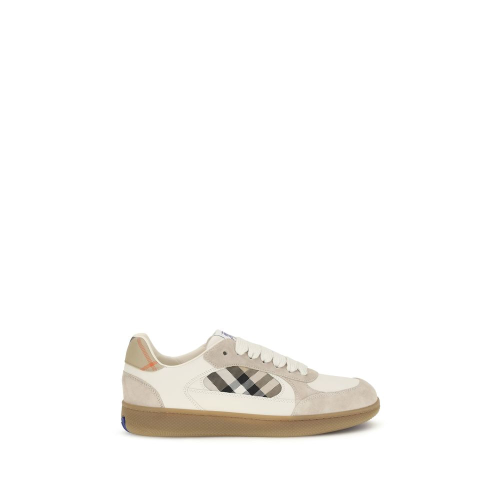 Burberry Beige Calf Leather Bos Taurus Low Top Sneakers | Regal Royce