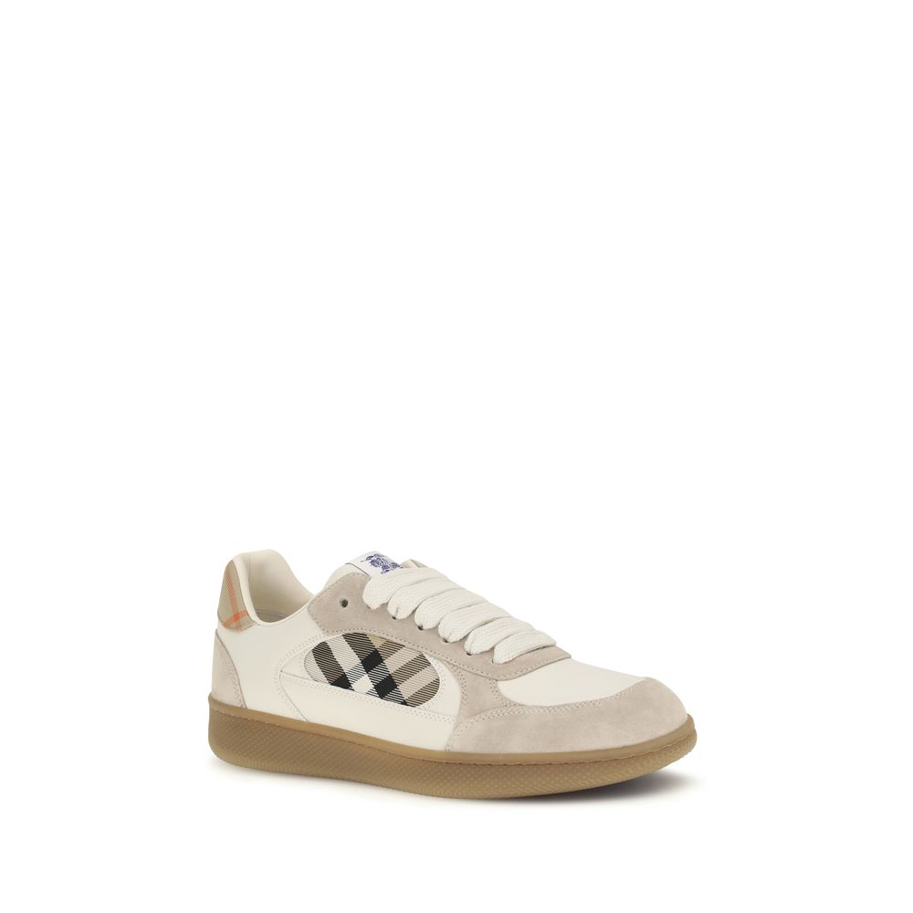 Burberry Beige Calf Leather Bos Taurus Low Top Sneakers | Regal Royce