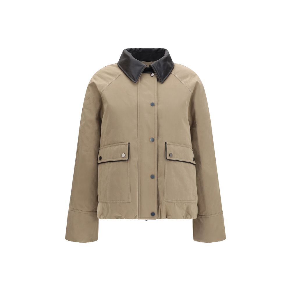 Brunello Cucinelli Beige Cotton Leather Jacket | Regal Royce