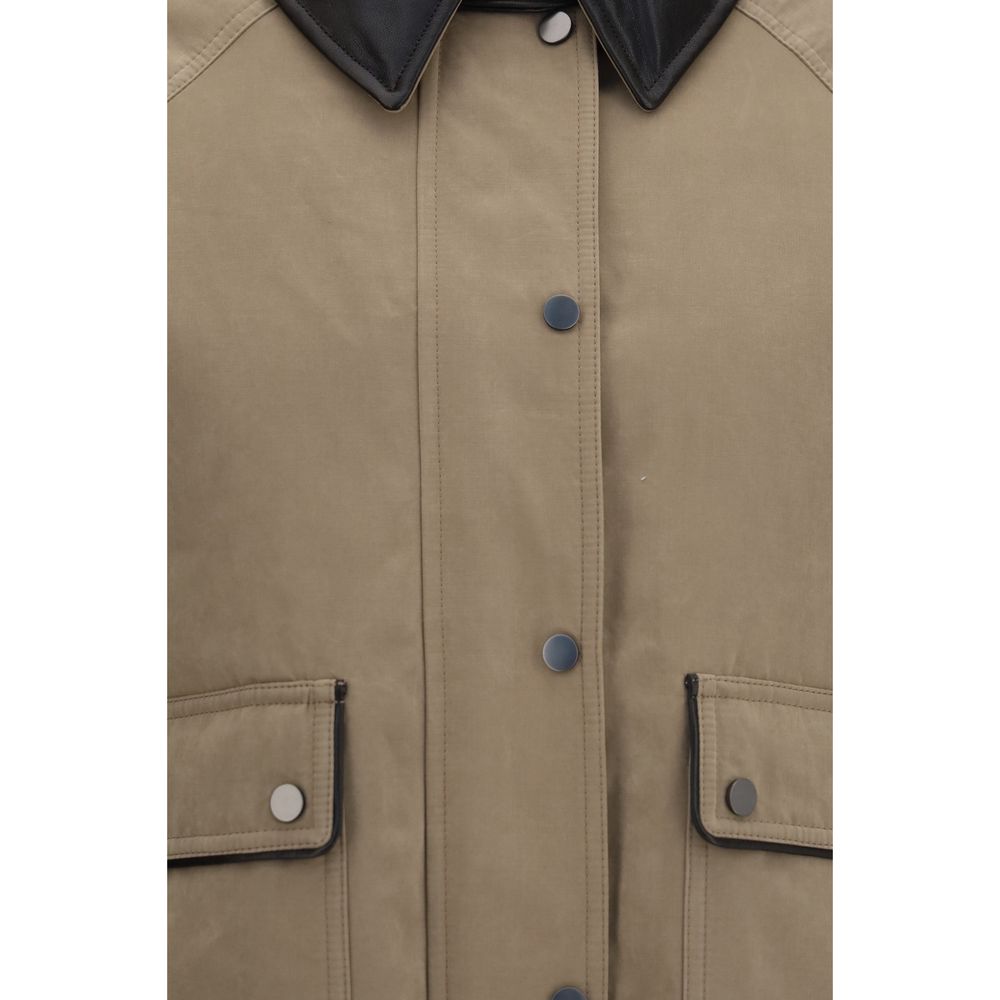 Brunello Cucinelli Beige Cotton Leather Jacket | Regal Royce