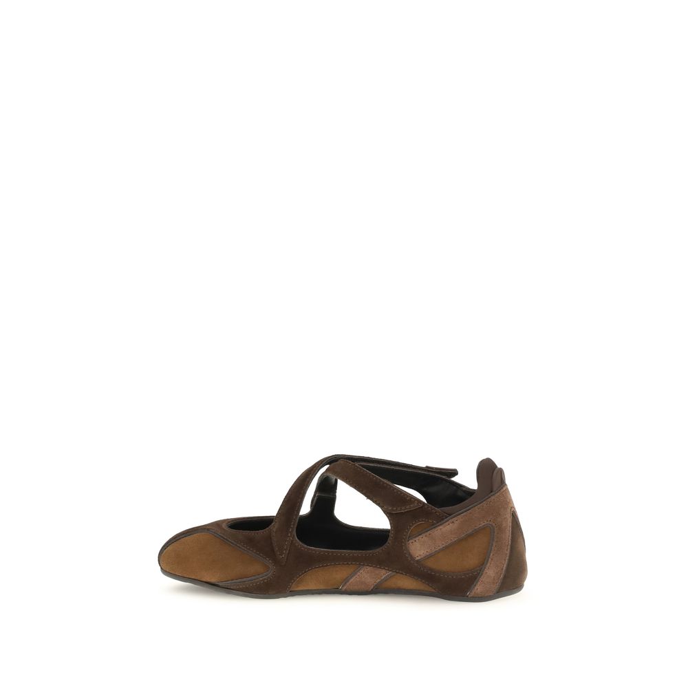 The Attico Brown Calf Leather Bos Taurus Ballet Flats | Regal Royce