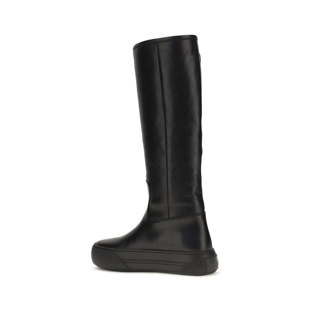Chloé Black Calf Leather Bos Taurus Flat Boots | Regal Royce