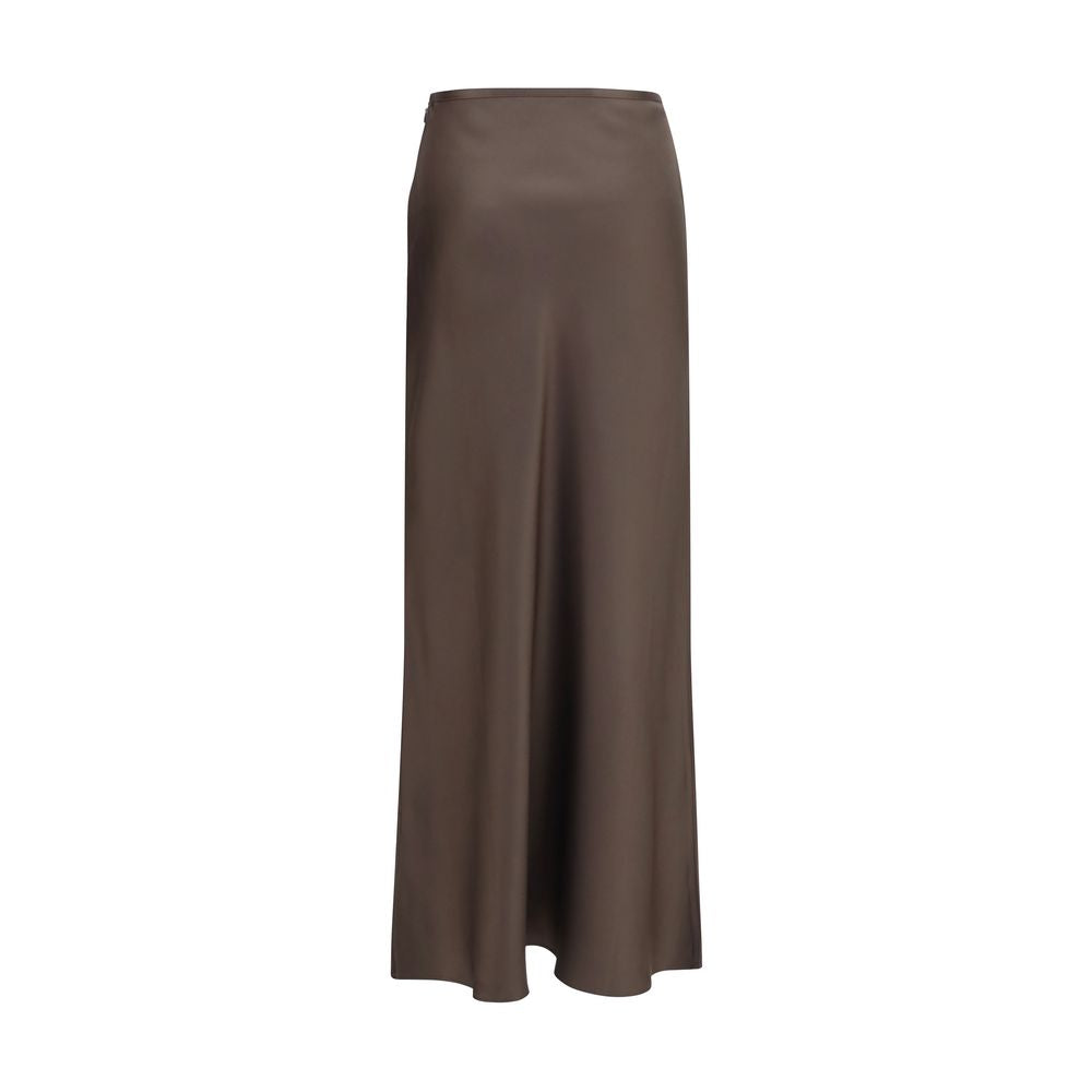 Loulou De Saison Brown Silk Long Skirt | Regal Royce