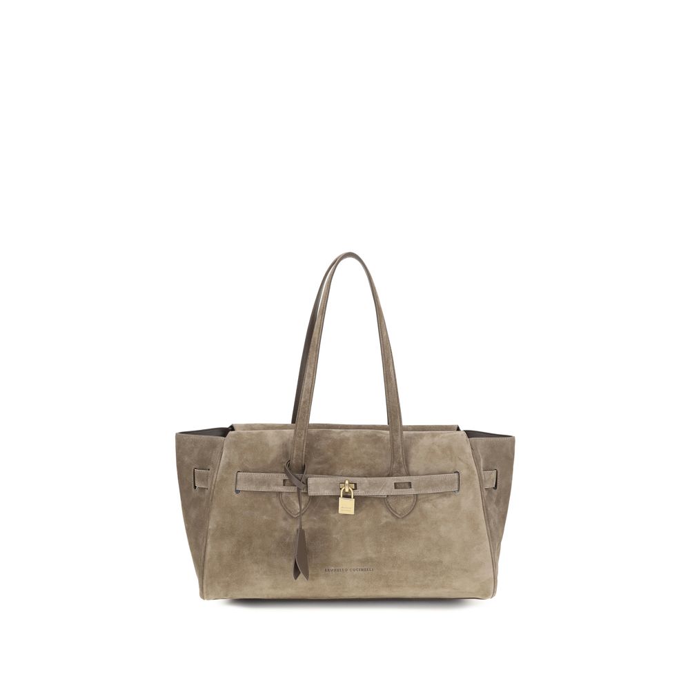 Brunello Cucinelli Brown Calf Leather Bos Taurus Shoulder Bag | Regal Royce
