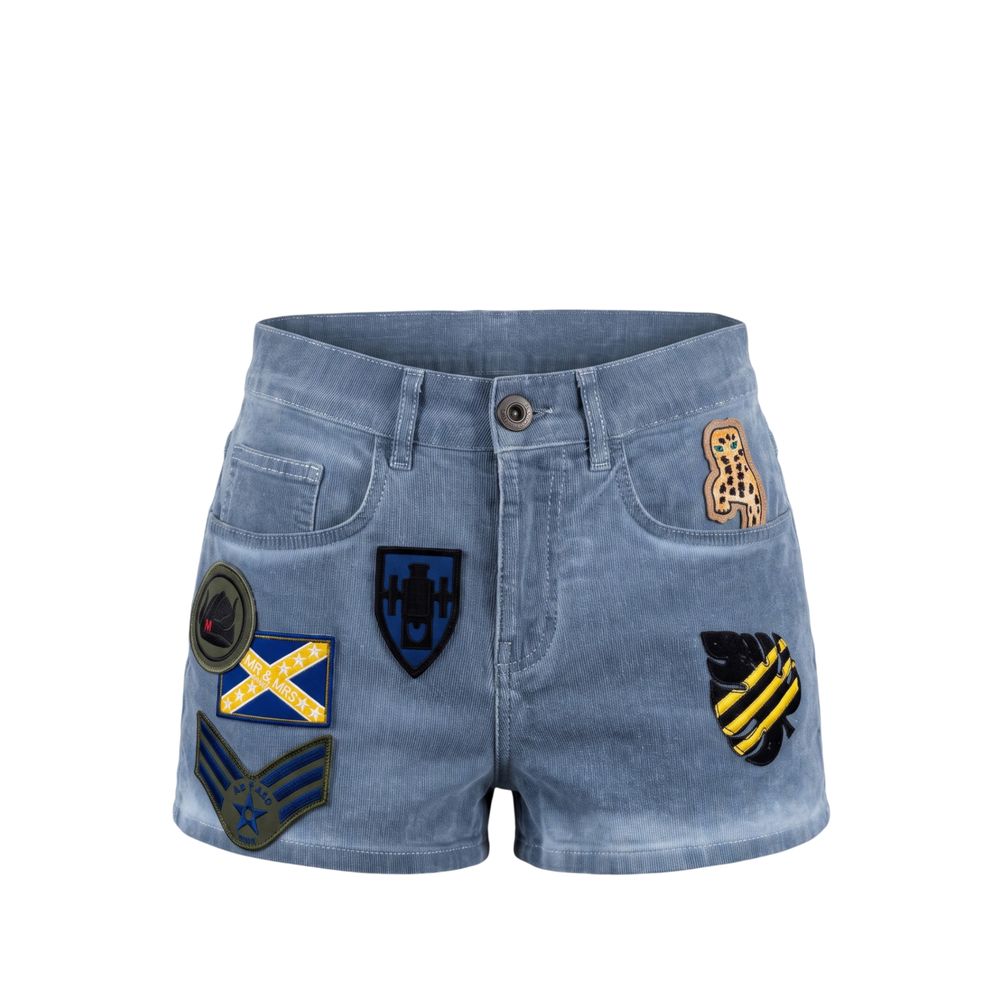Mr&Mrs Italy Blue Cotton Women Shorts | Regal Royce