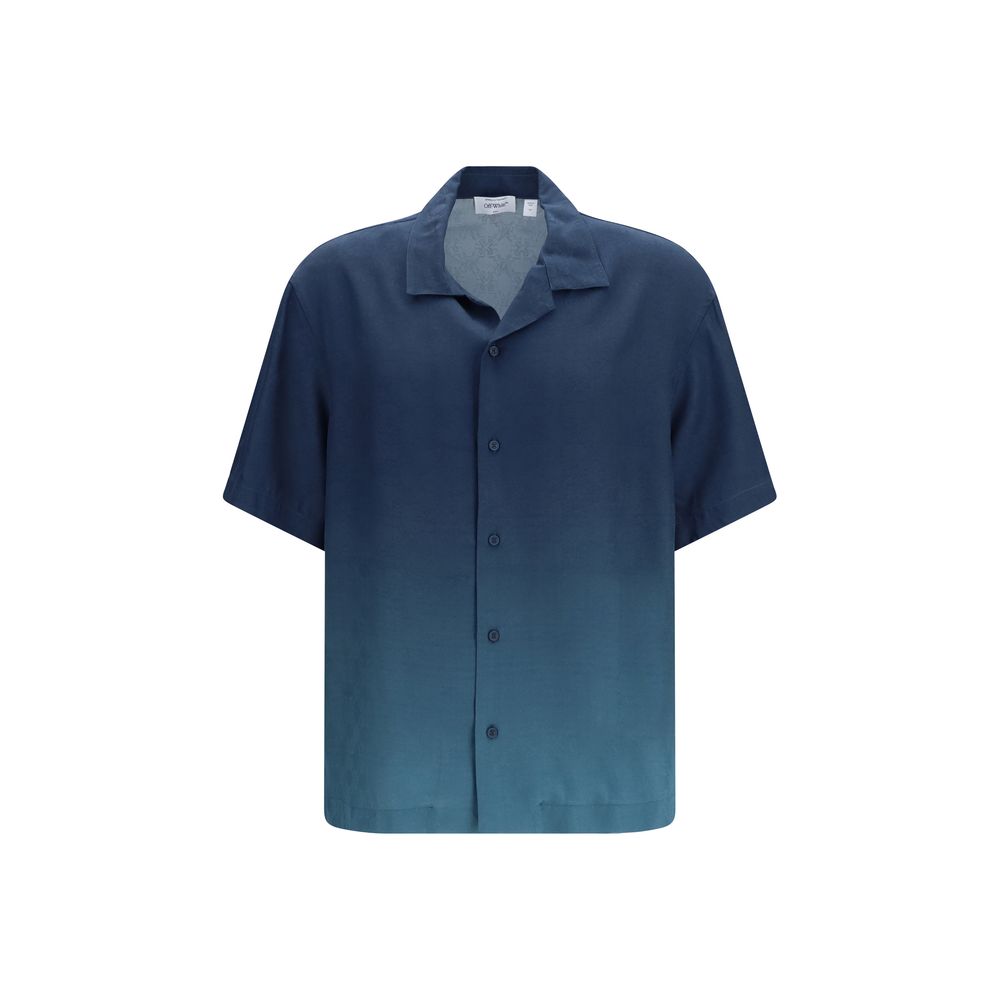 Off-White Blue Viscose Pattern Shirt | Regal Royce