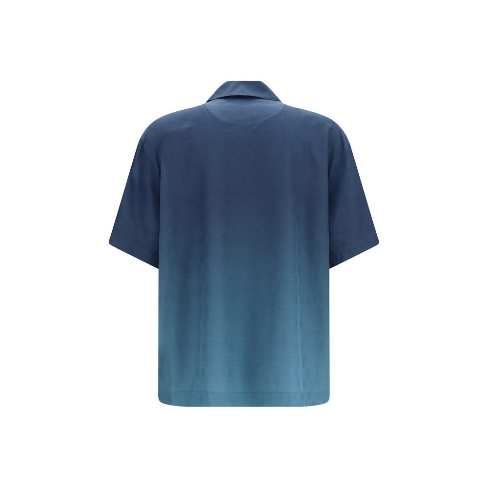 Off-White Blue Viscose Pattern Shirt | Regal Royce