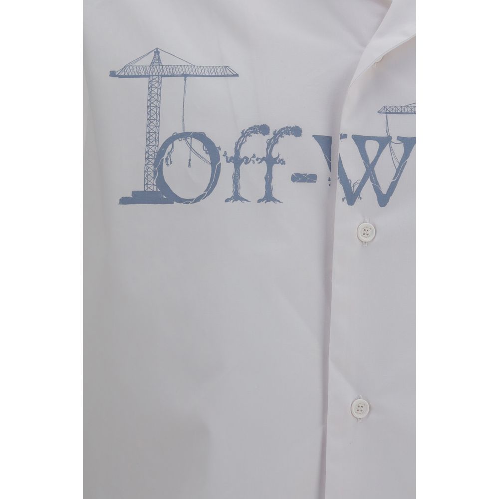 Off-White White Cotton Pattern Shirt | Regal Royce