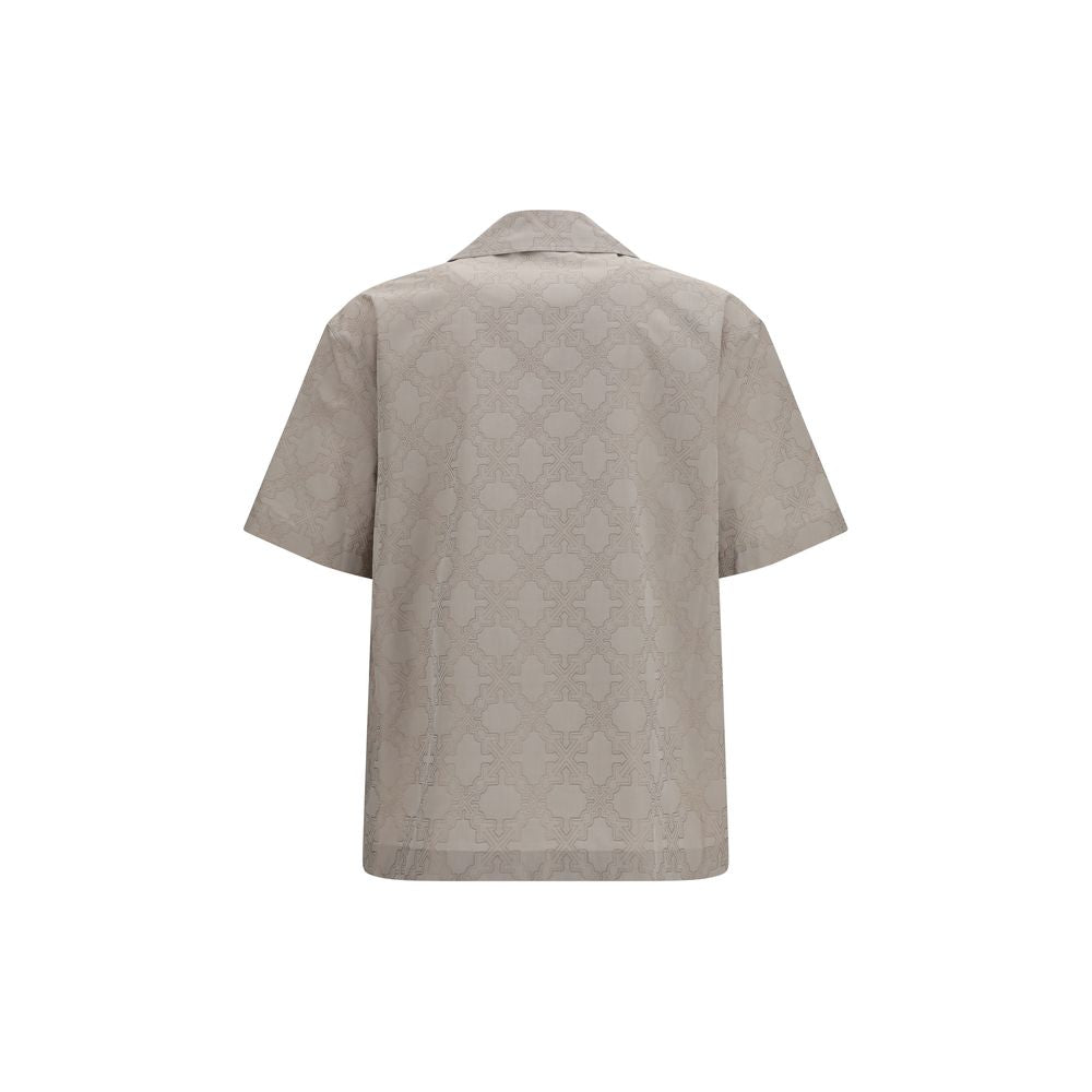 Off-White Beige Cotton Pattern Shirt | Regal Royce