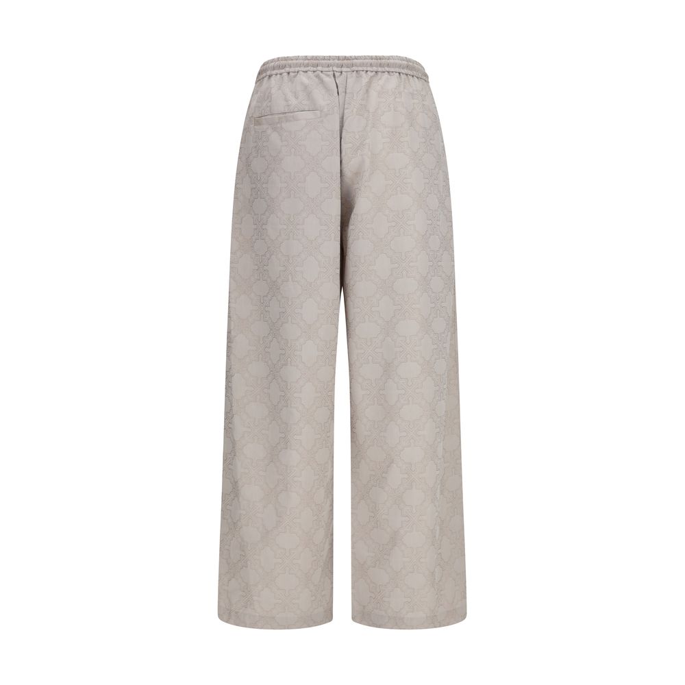 Off-White Beige Cotton Casual Pants | Regal Royce