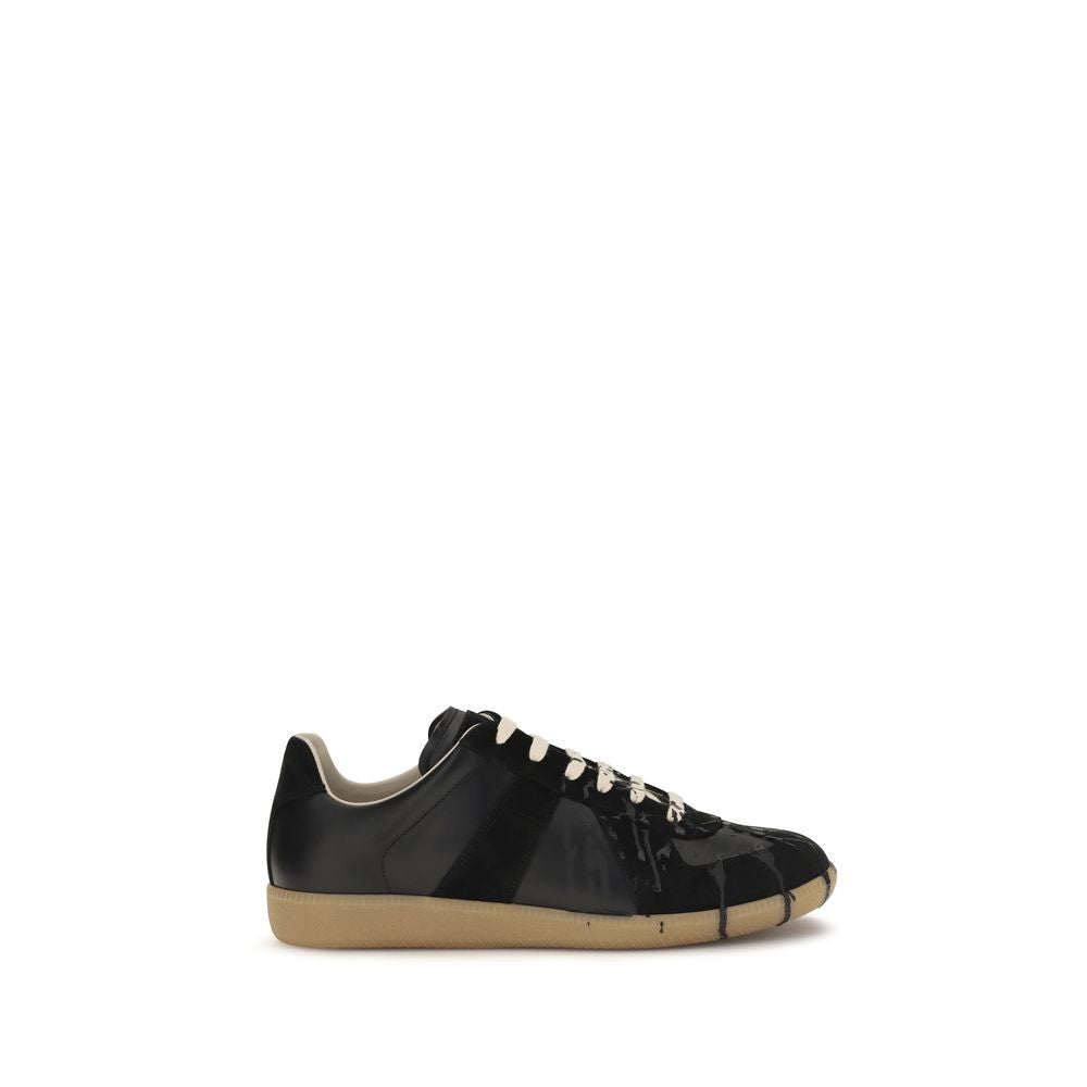 Maison Margiela Black Suede Leather Athletic Sneakers | Regal Royce