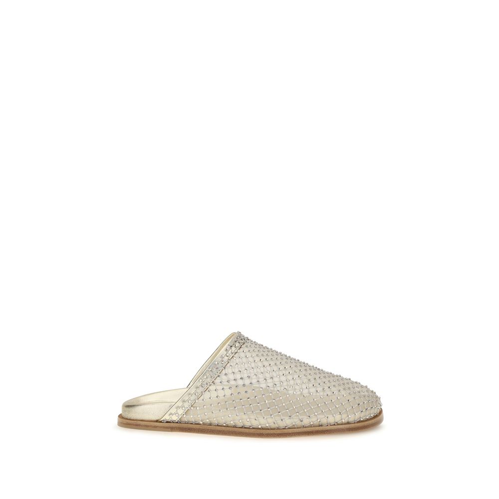 Forte_Forte Silver Fabric Mules | Regal Royce