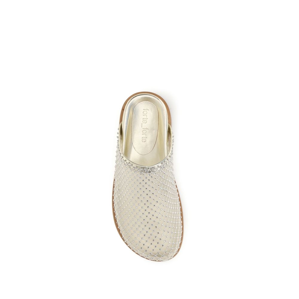 Forte_Forte Silver Fabric Mules | Regal Royce