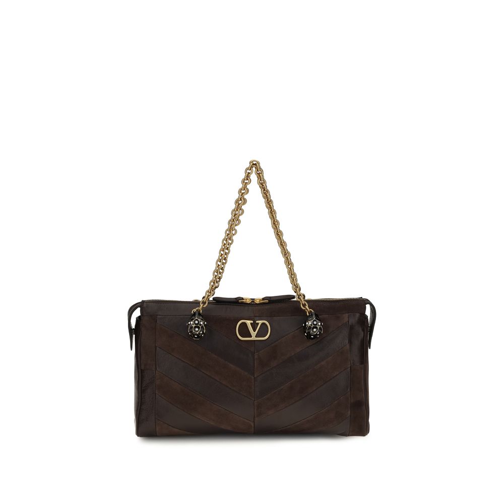Valentino Garavani Brown Calf Leather Bos Taurus Shoulder Bag | Regal Royce
